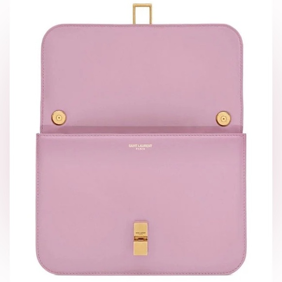 NWT Authentic YSL SAINT LAURENT Smooth Calfskin Carre Satchel Royal VIOLET $3100 - Picture 4 of 15